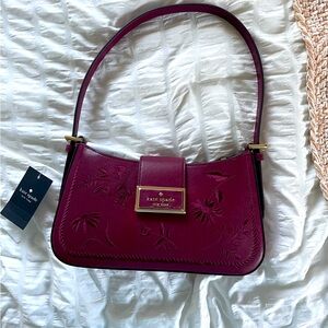 Burgundy Kate Spade embroidered Reegan shoulder bag NWT